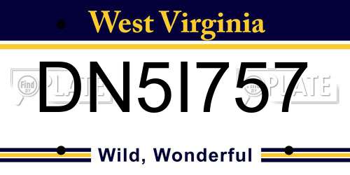 DN5I757 West Virginia License Plate