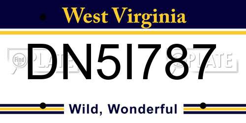 DN5I787 West Virginia License Plate