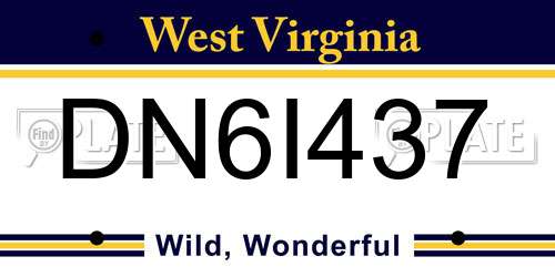 DN6I437 West Virginia License Plate