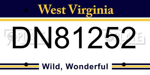 DN81252 West Virginia License Plate