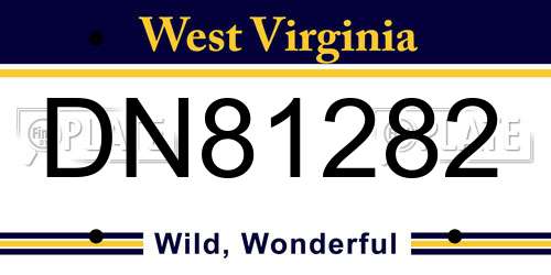 DN81282 West Virginia License Plate