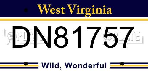 DN81757 West Virginia License Plate