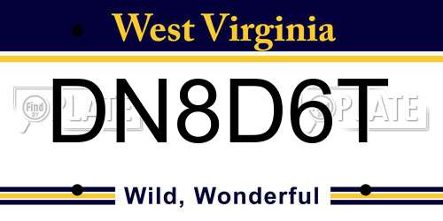 DN8D6T West Virginia License Plate