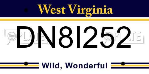 DN8I252 West Virginia License Plate