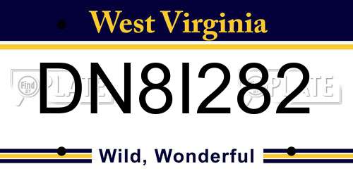 DN8I282 West Virginia License Plate