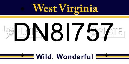DN8I757 West Virginia License Plate
