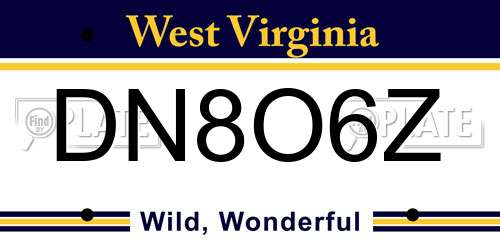 DN8O6Z West Virginia License Plate