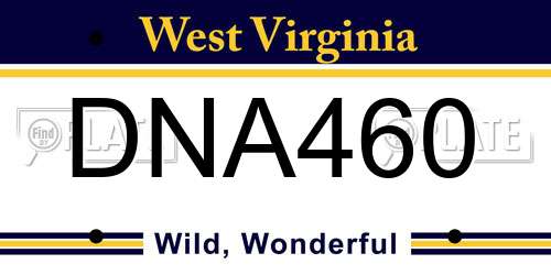 DNA460 West Virginia License Plate