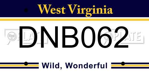 DNB062 West Virginia License Plate