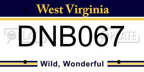 DNB067 West Virginia License Plate