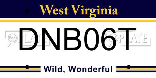 DNB06T West Virginia License Plate