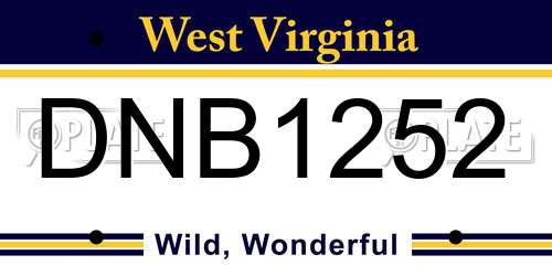 DNB1252 West Virginia License Plate