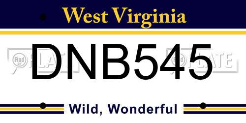 DNB545 West Virginia License Plate
