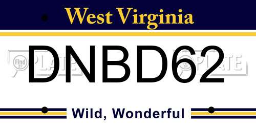 DNBD62 West Virginia License Plate