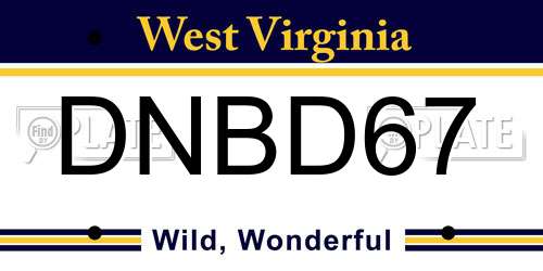 DNBD67 West Virginia License Plate