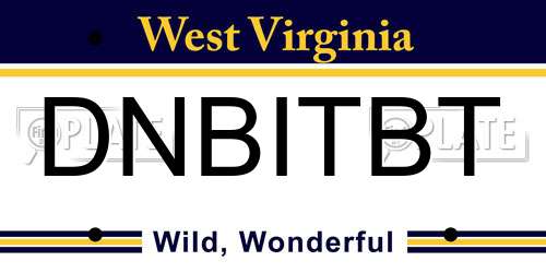 DNBITBT West Virginia License Plate