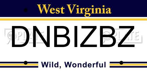 DNBIZBZ West Virginia License Plate