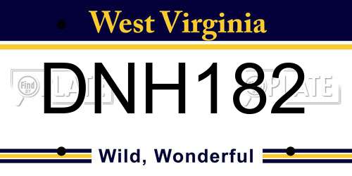 DNH182 West Virginia License Plate