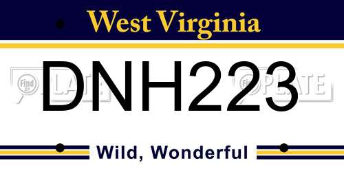 DNH223 West Virginia License Plate