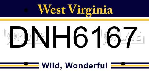 DNH6167 West Virginia License Plate