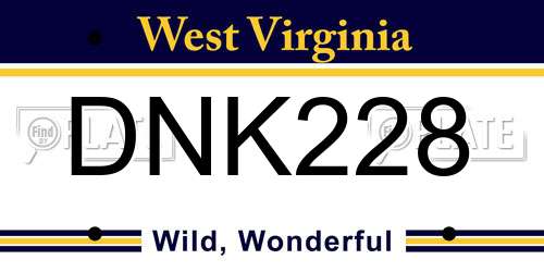 DNK228 West Virginia License Plate