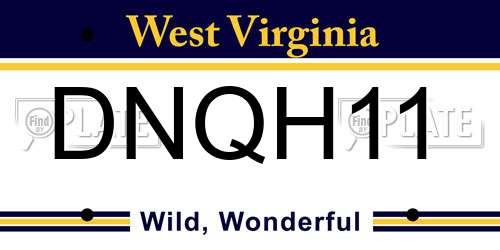 DNQH11 West Virginia License Plate
