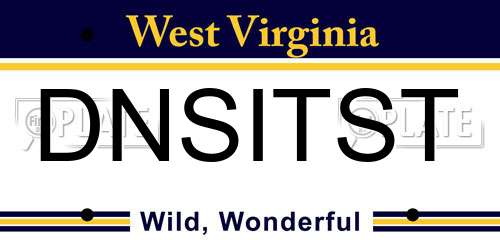 DNSITST West Virginia License Plate