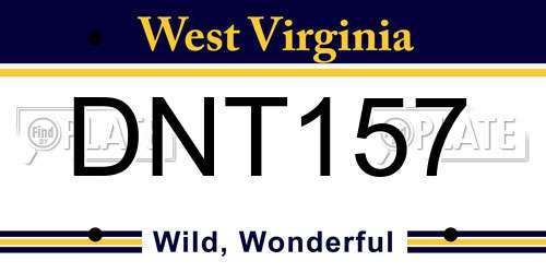 DNT157 West Virginia License Plate