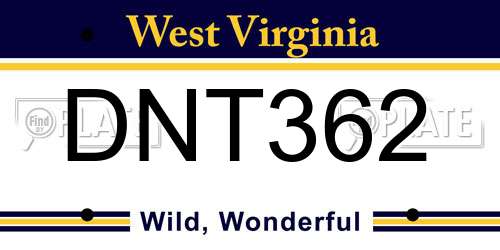DNT362 West Virginia License Plate