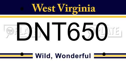 DNT650 West Virginia License Plate
