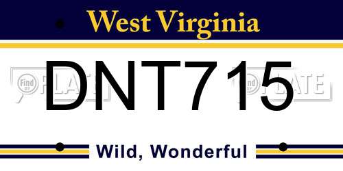 DNT715 West Virginia License Plate
