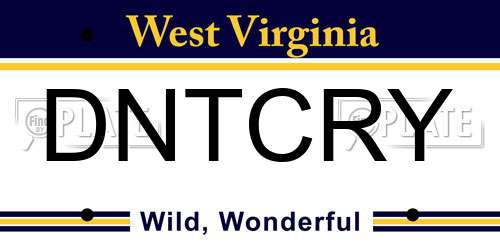 DNTCRY West Virginia License Plate