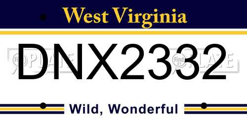 DNX2332 West Virginia License Plate