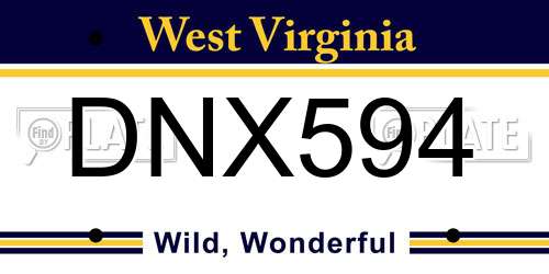 DNX594 West Virginia License Plate