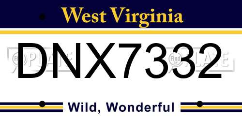 DNX7332 West Virginia License Plate