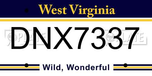 DNX7337 West Virginia License Plate
