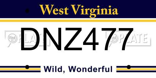 DNZ477 West Virginia License Plate