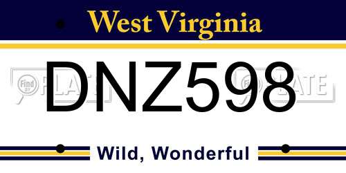 DNZ598 West Virginia License Plate