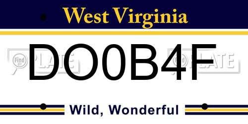 DO0B4F West Virginia License Plate