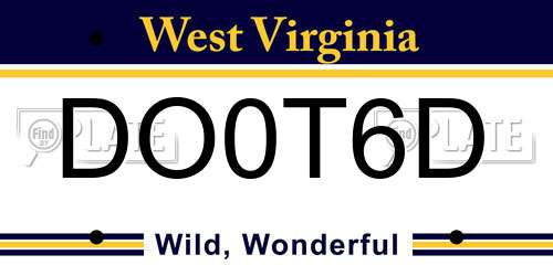 DO0T6D West Virginia License Plate