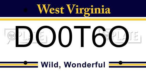 DO0T6O West Virginia License Plate