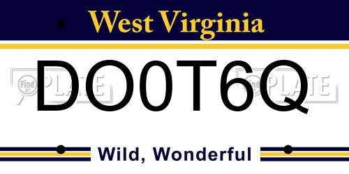 DO0T6Q West Virginia License Plate