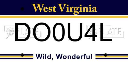 DO0U4L West Virginia License Plate