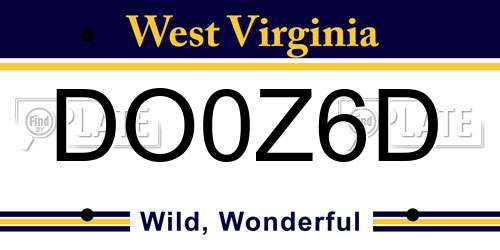 DO0Z6D West Virginia License Plate