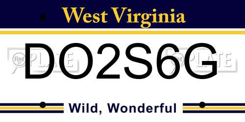 DO2S6G West Virginia License Plate