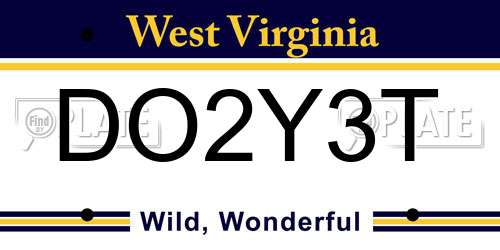 DO2Y3T West Virginia License Plate