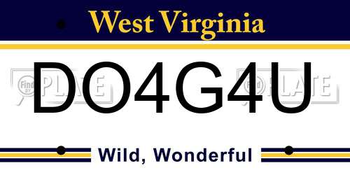 DO4G4U West Virginia License Plate