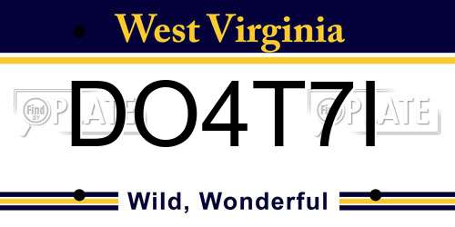 DO4T7I West Virginia License Plate