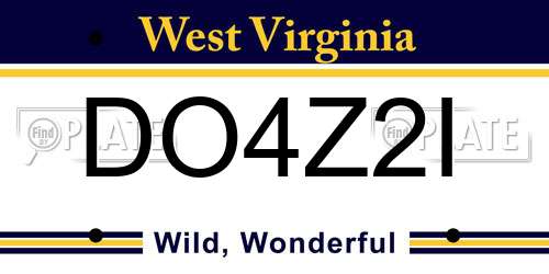 DO4Z2I West Virginia License Plate