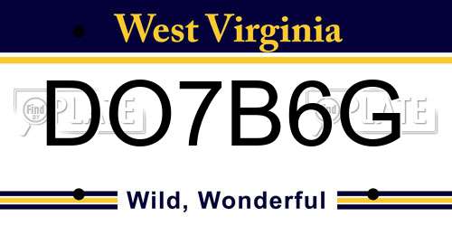 DO7B6G West Virginia License Plate